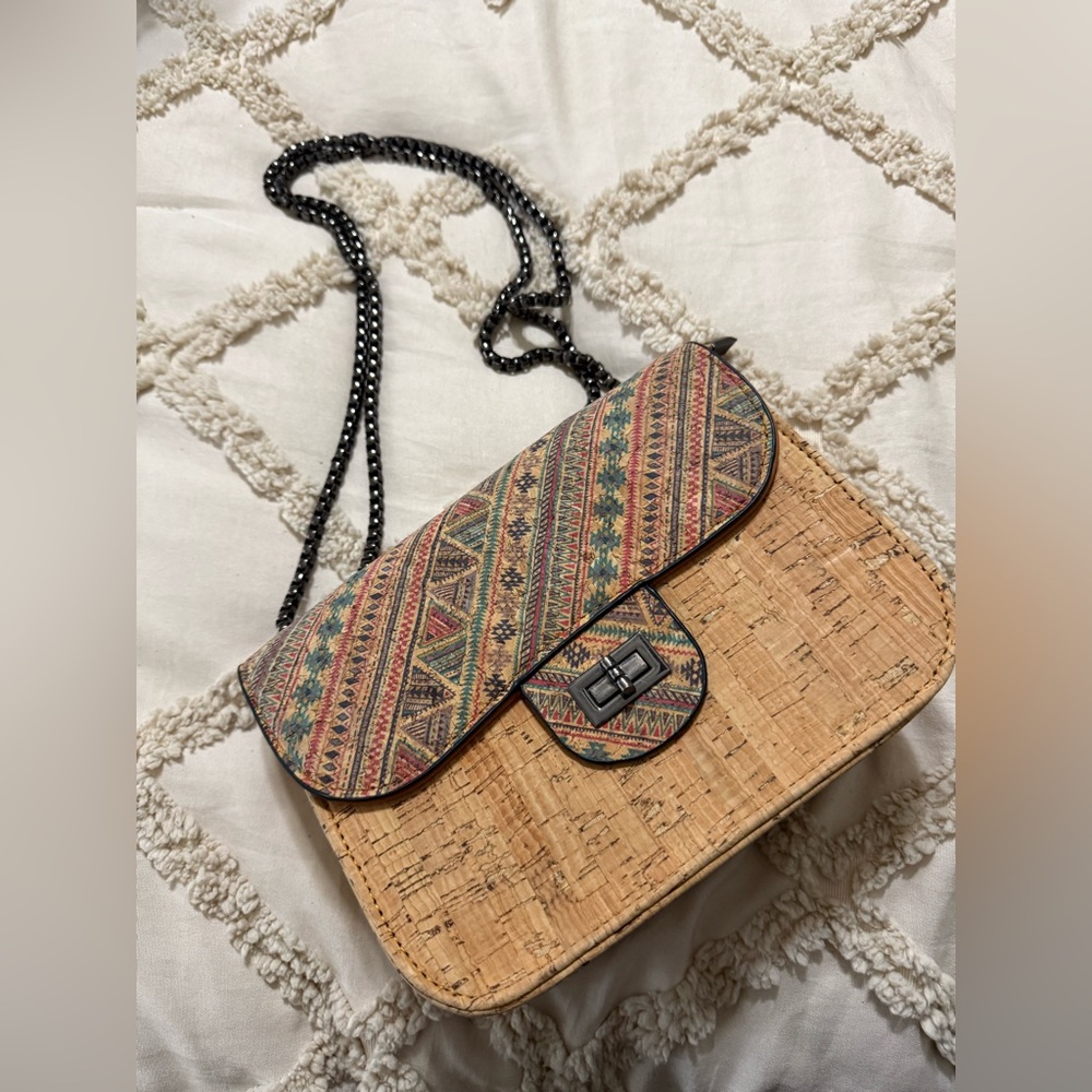 Natural Cork Multicolor Aztec Patterned Women's B… - image 1